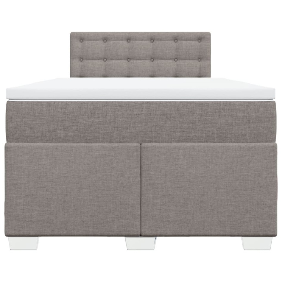 Cama box spring con colchón tela gris taupe 120x200
