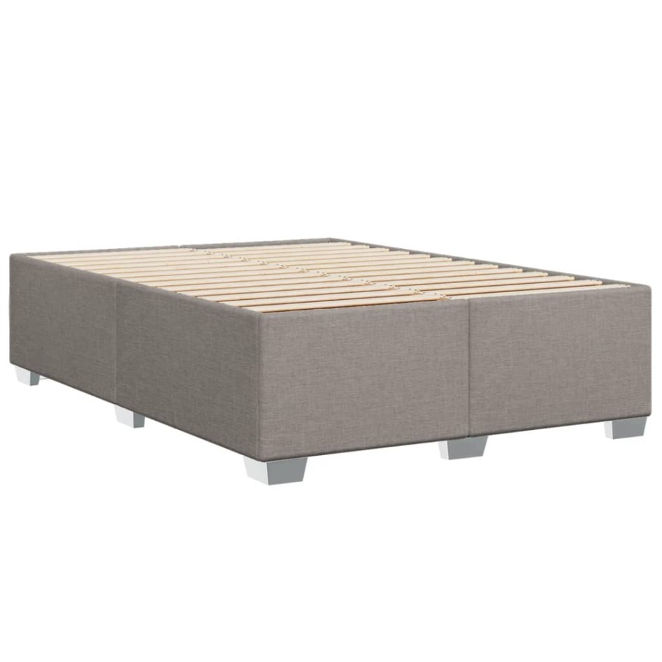 Cama box spring con colchón tela gris taupe 140x200