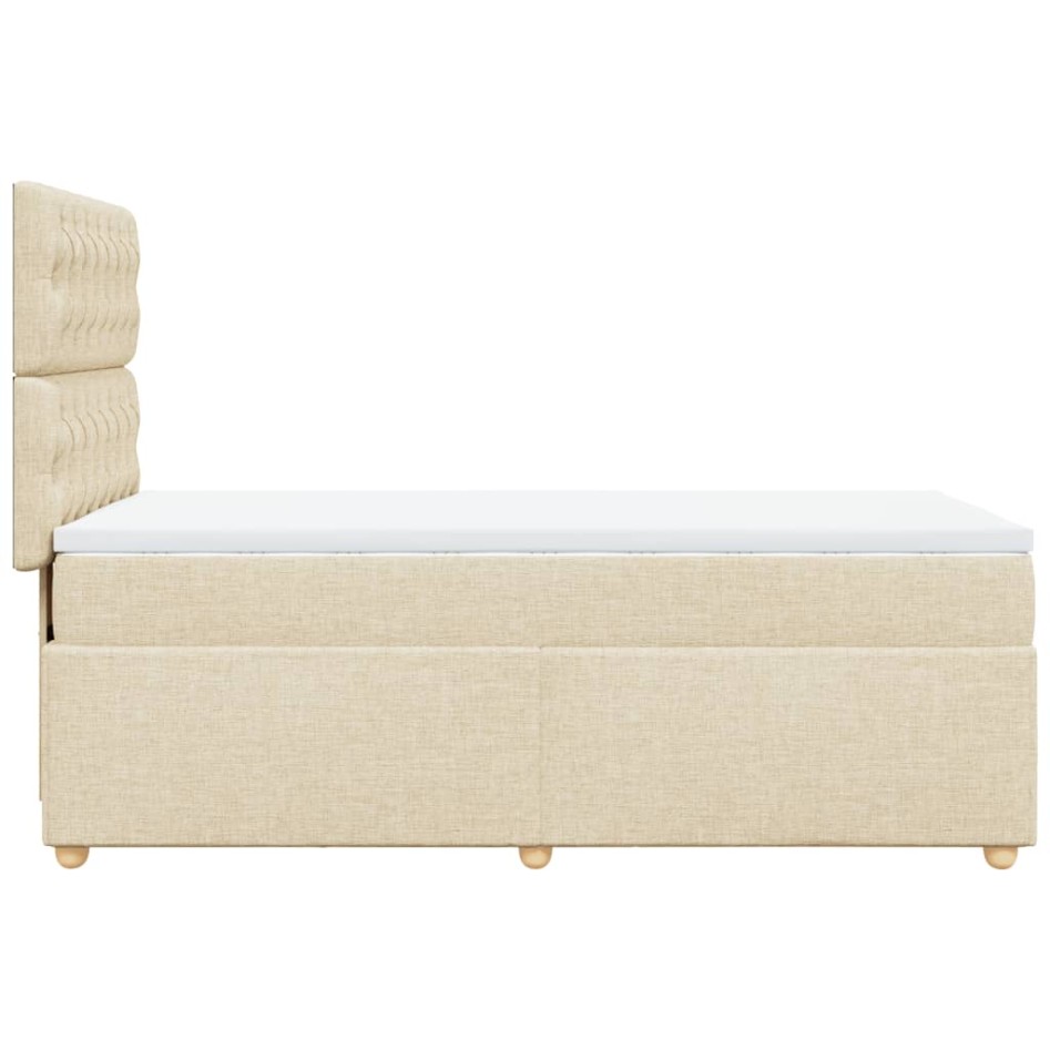 Cama box spring con colchón tela color crema 80x200