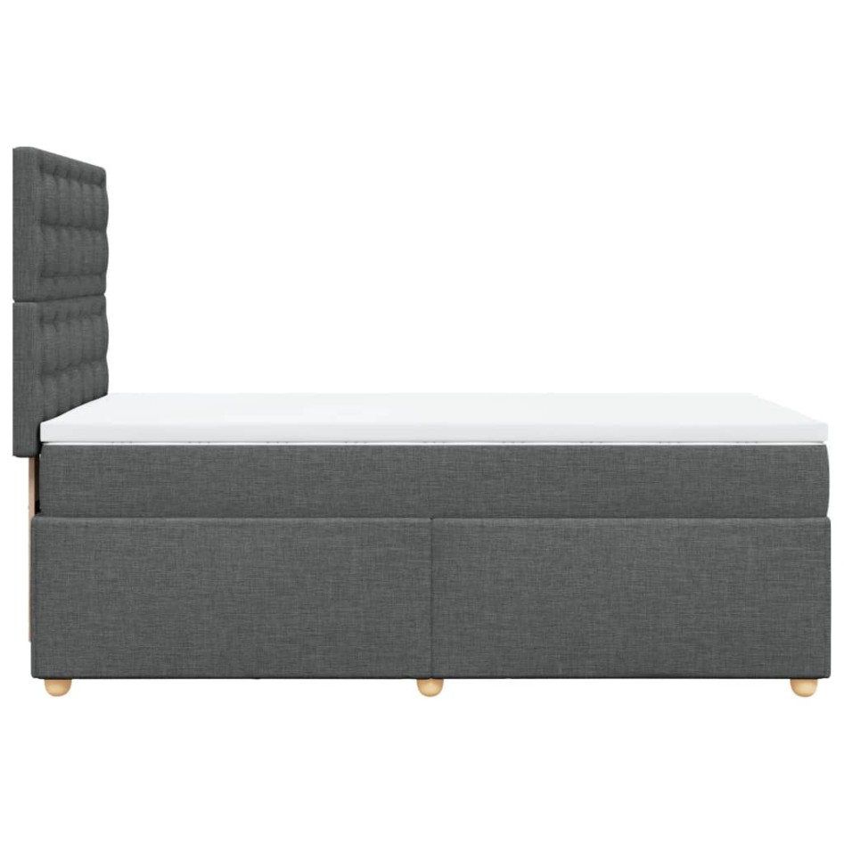 Cama box spring con colchón tela gris oscuro 90x190