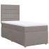 Cama box spring con colchón tela gris taupe 90x200