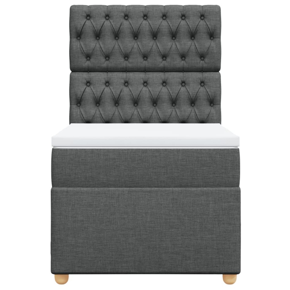 Cama box spring con colchón tela gris oscuro 90x200