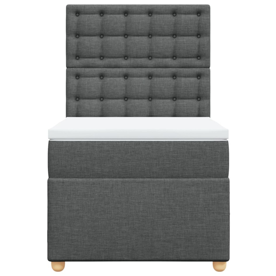 Cama box spring con colchón tela gris oscuro 90x200