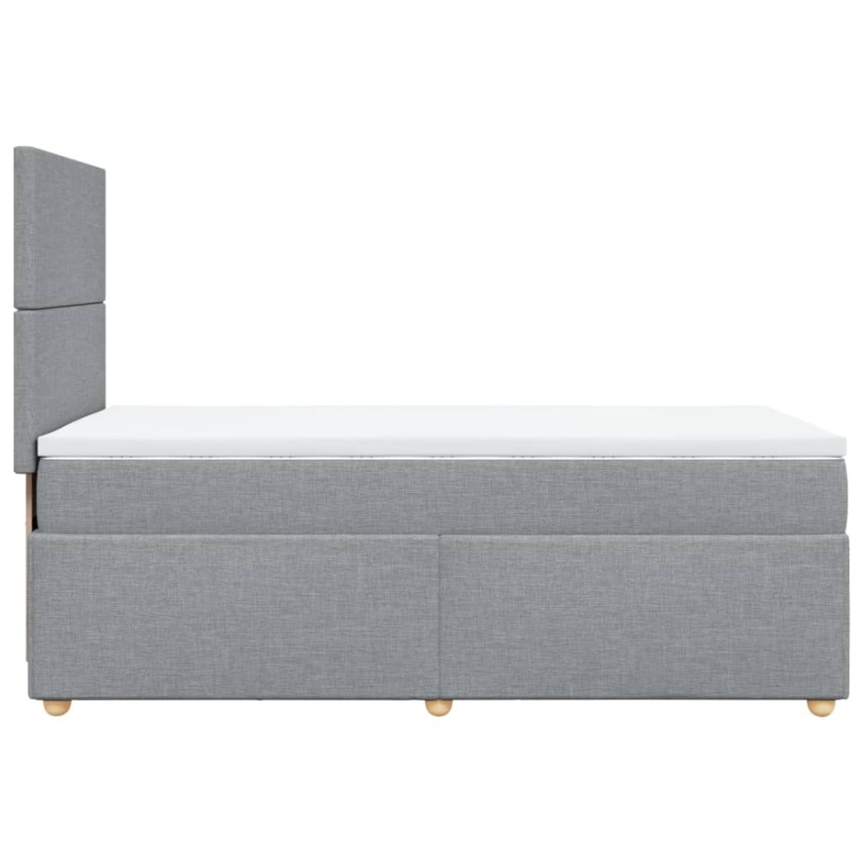 Cama box spring con colchón tela gris claro 100x200