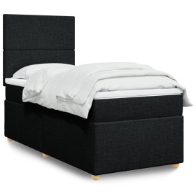Cama box spring con colchón tela negro 100x200