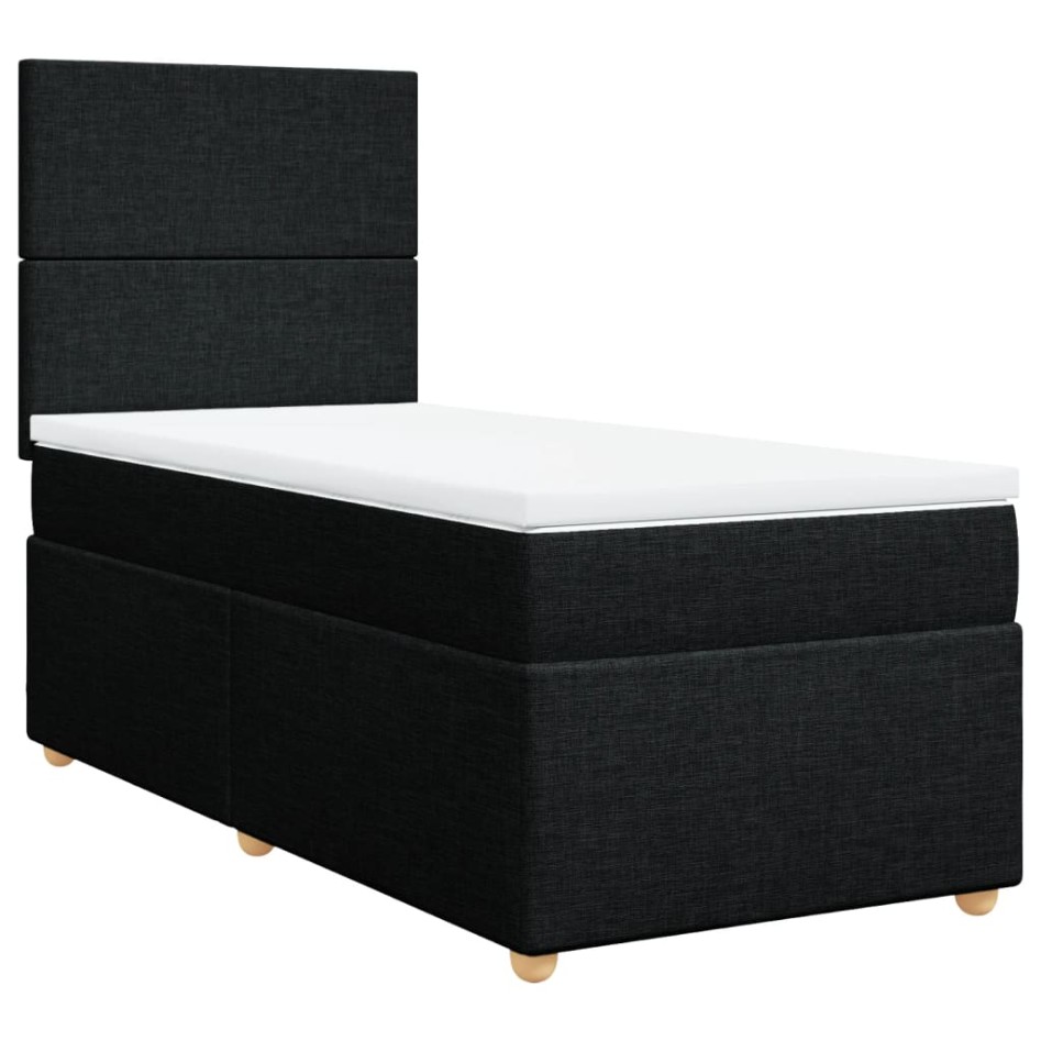 Cama box spring con colchón tela negro 100x200