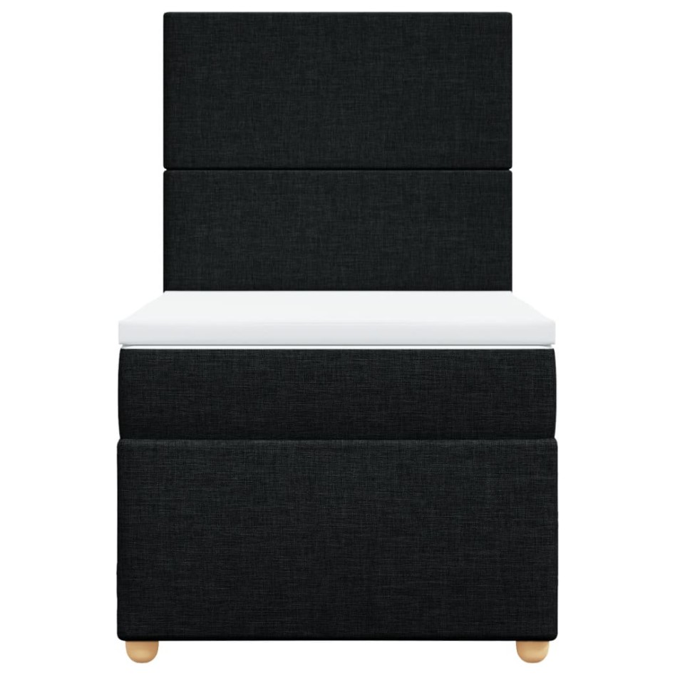 Cama box spring con colchón tela negro 100x200