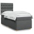 Cama box spring con colchón tela gris oscuro 100x200