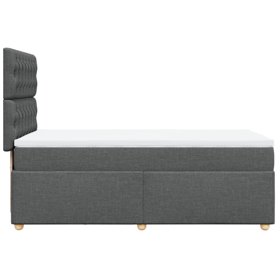 Cama box spring con colchón tela gris oscuro 100x200