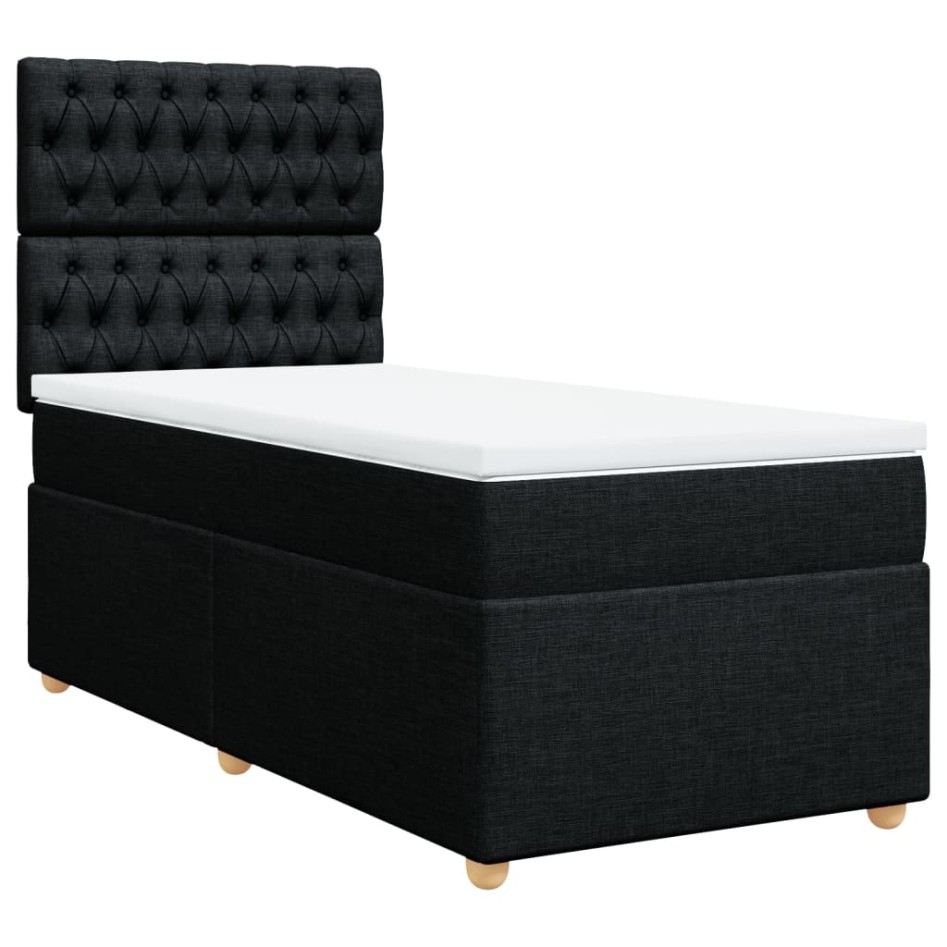 Cama box spring con colchón tela negro 100x200