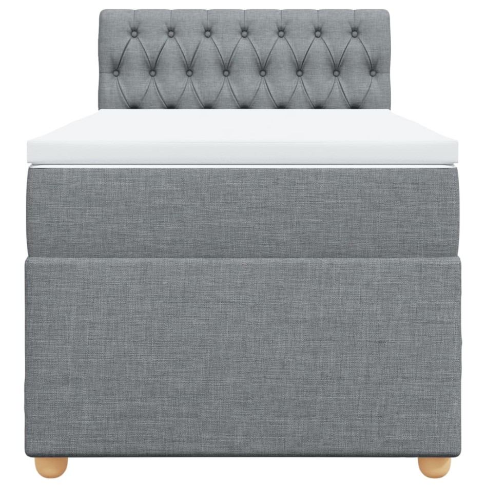 Cama box spring con colchón tela gris claro 90x190