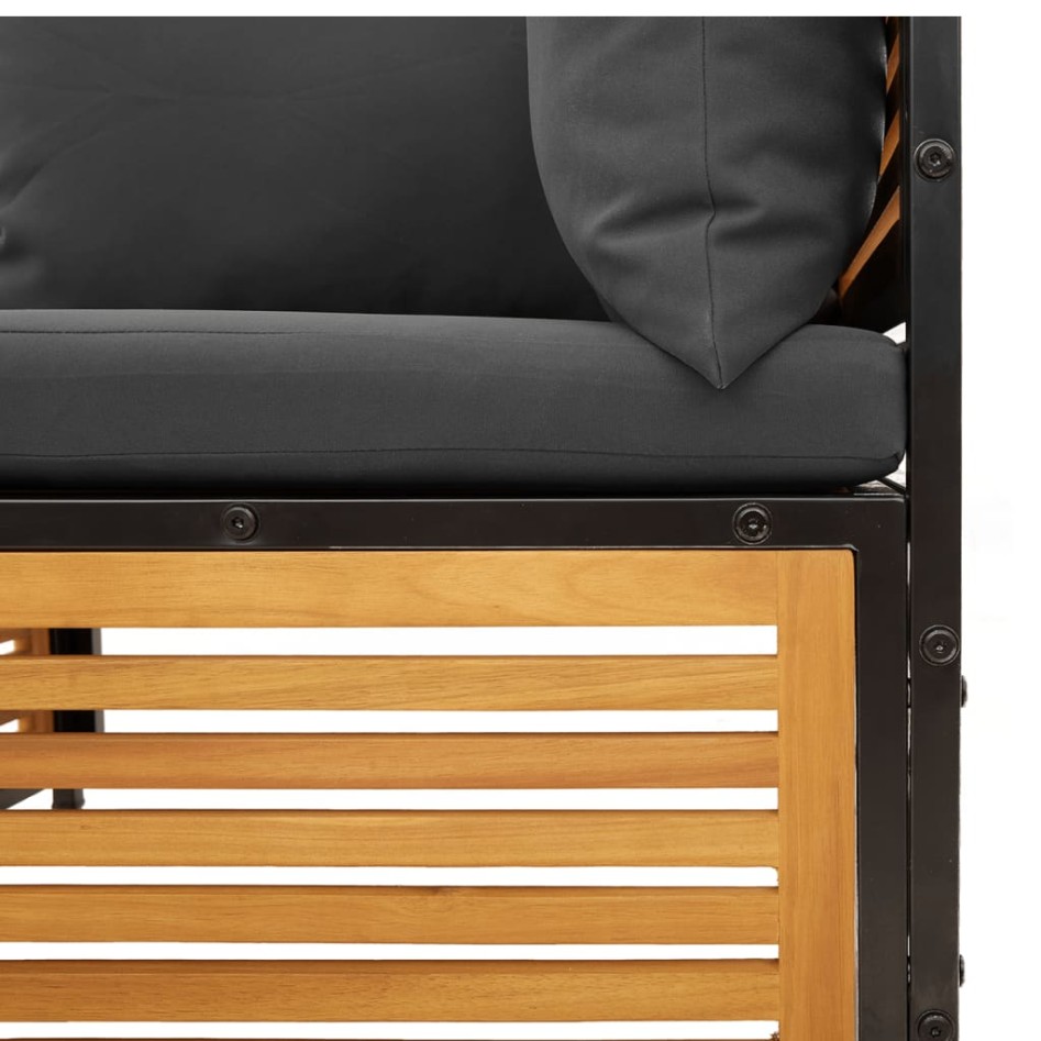 Set de sofás de jardín con cojines 3 pzas madera maciza