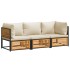 Set de sofás de jardín con cojines 3 pzas madera maciza
