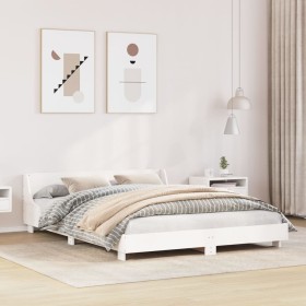 Estructura de cama sin colchón madera de pino blanca 150x200