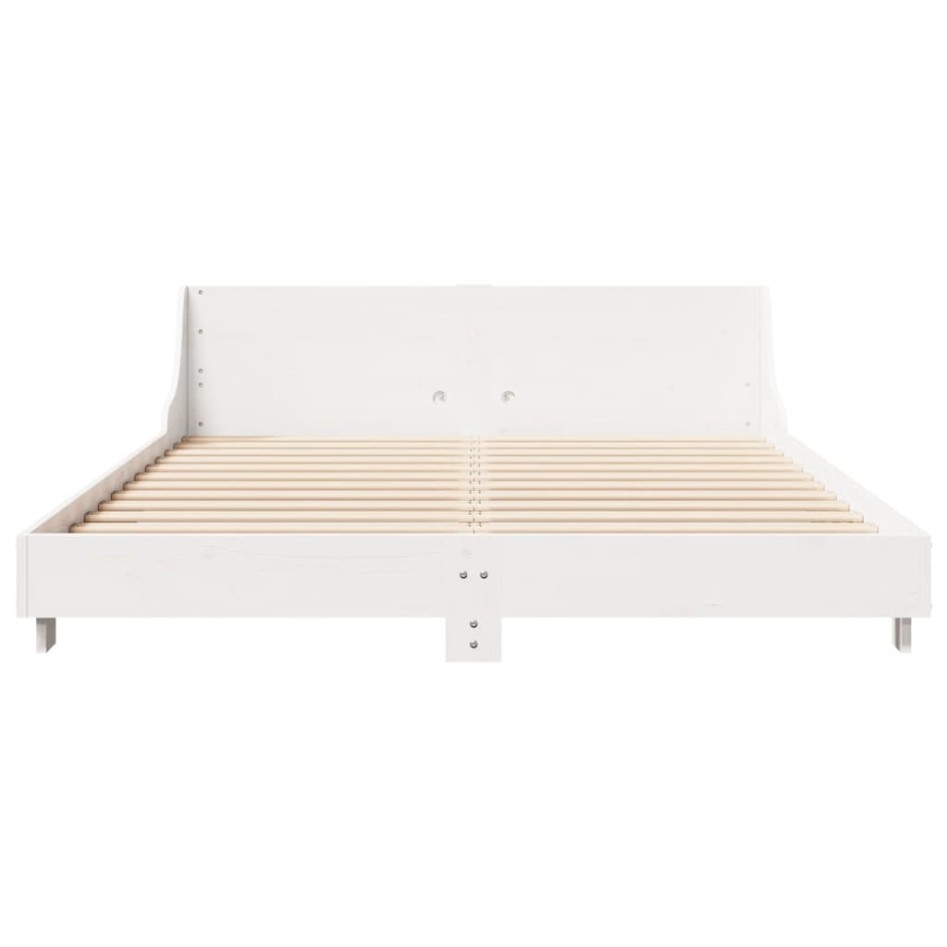 Estructura de cama sin colchón madera de pino blanca 150x200