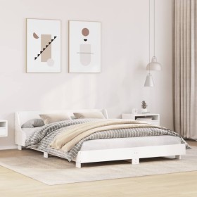 Estructura de cama sin colchón madera de pino blanca 120x200
