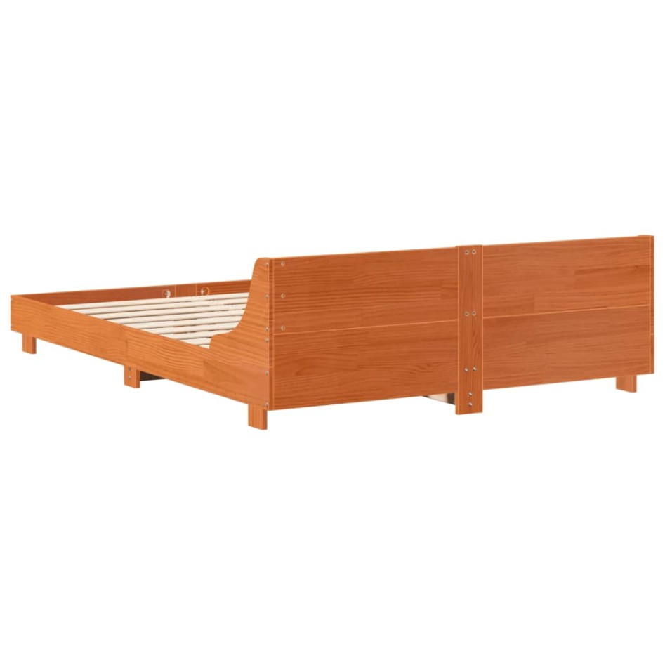Estructura de cama sin colchón madera maciza marrón 135x190