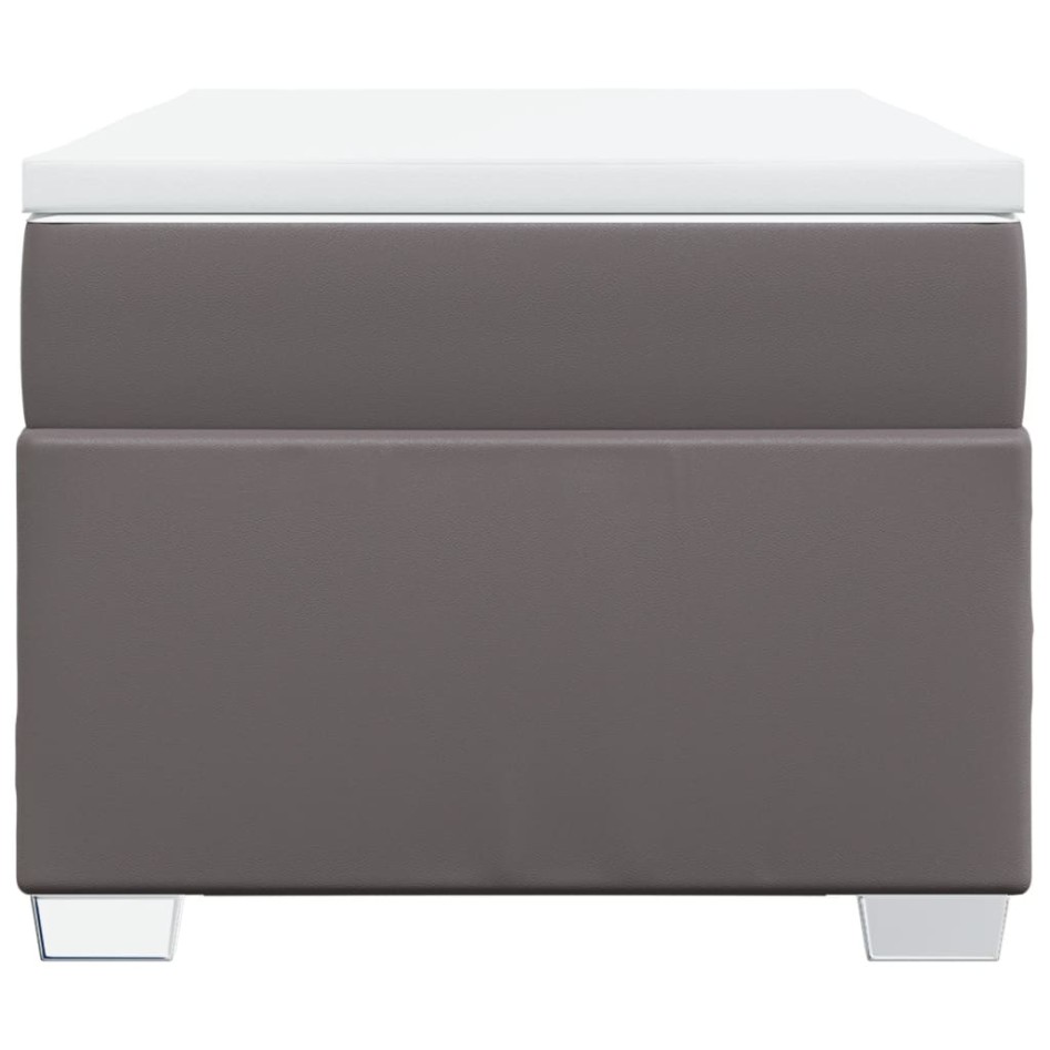 Cama box spring con colchón cuero sintético gris 90x200