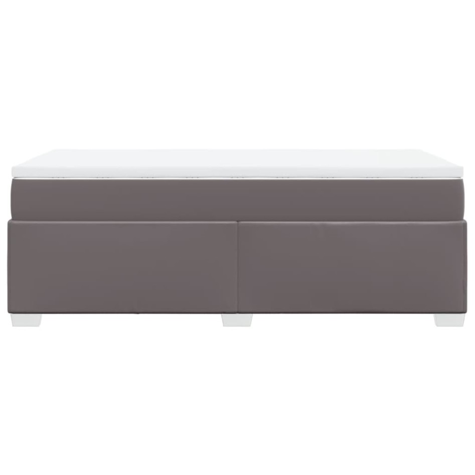 Cama box spring con colchón cuero sintético gris 90x200