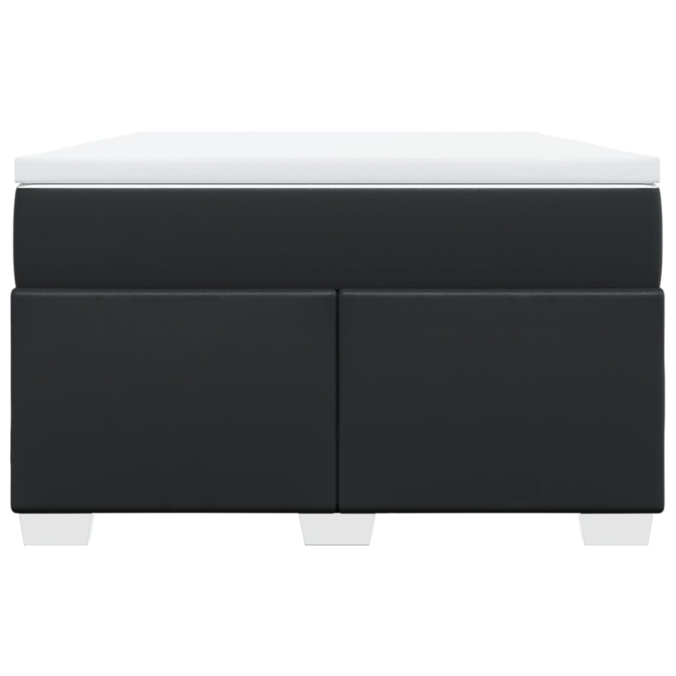 Cama box spring con colchón cuero sintético negro 120x200