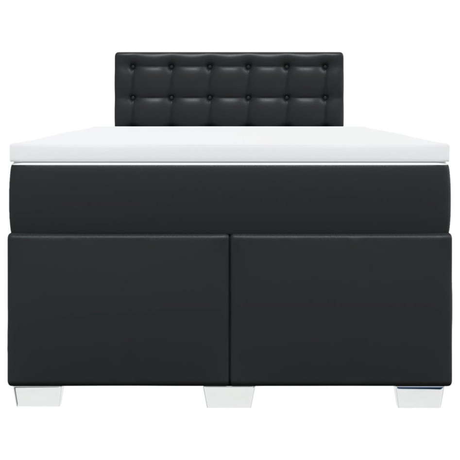 Cama box spring con colchón cuero sintético negro 120x200