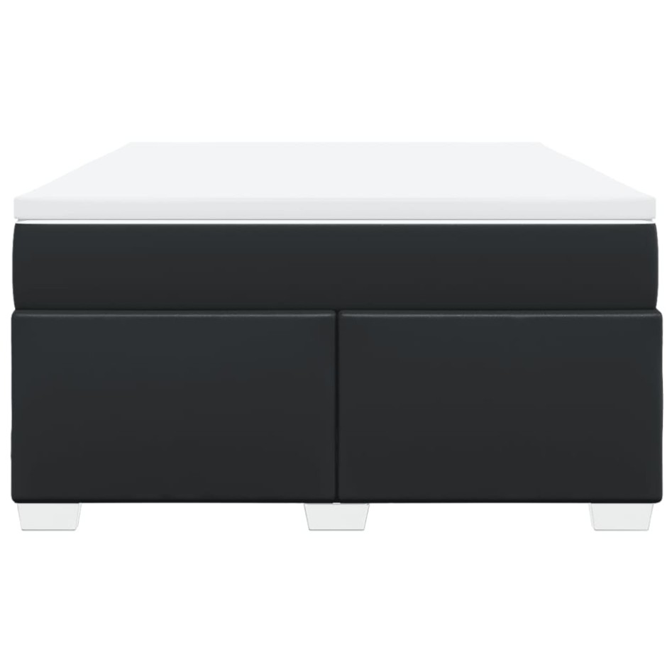Cama box spring con colchón cuero sintético negro