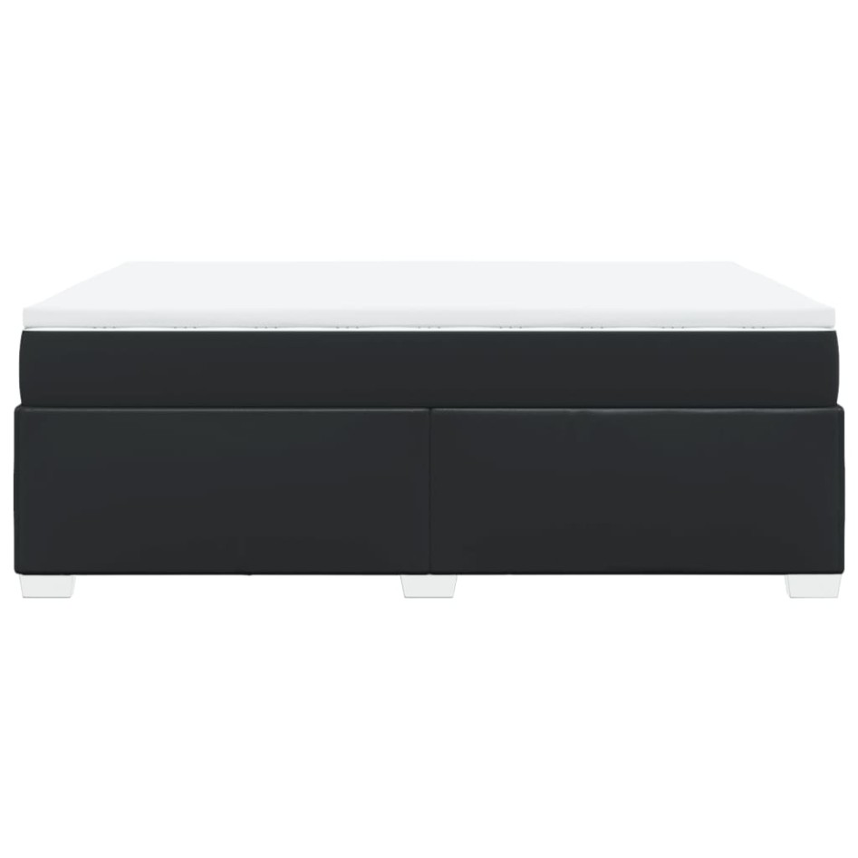 Cama box spring con colchón cuero sintético negro