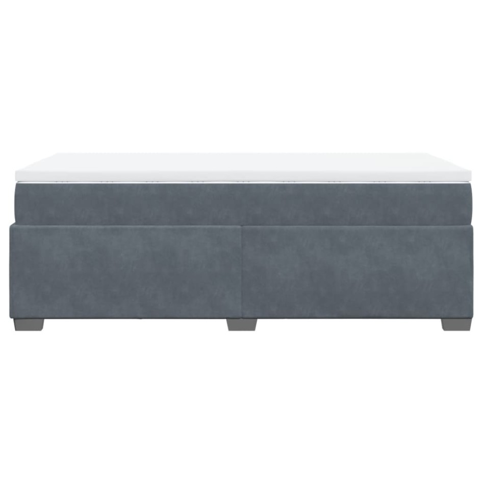 Cama box spring con colchón terciopelo gris oscuro 90x200