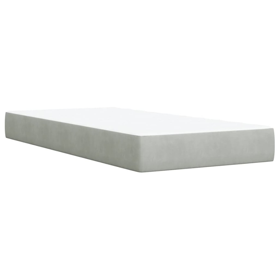 Cama box spring con colchón terciopelo gris claro 80x200