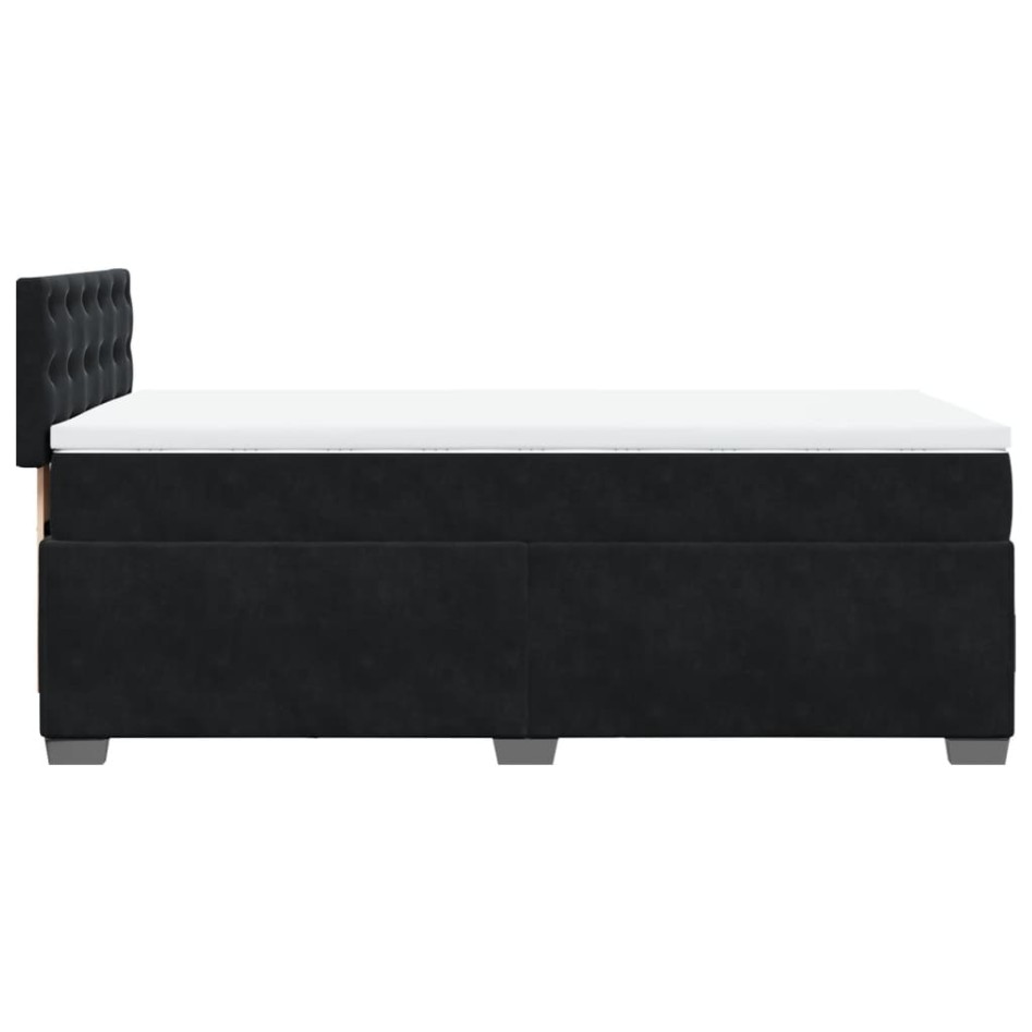 Cama box spring con colchón terciopelo negro 90x200