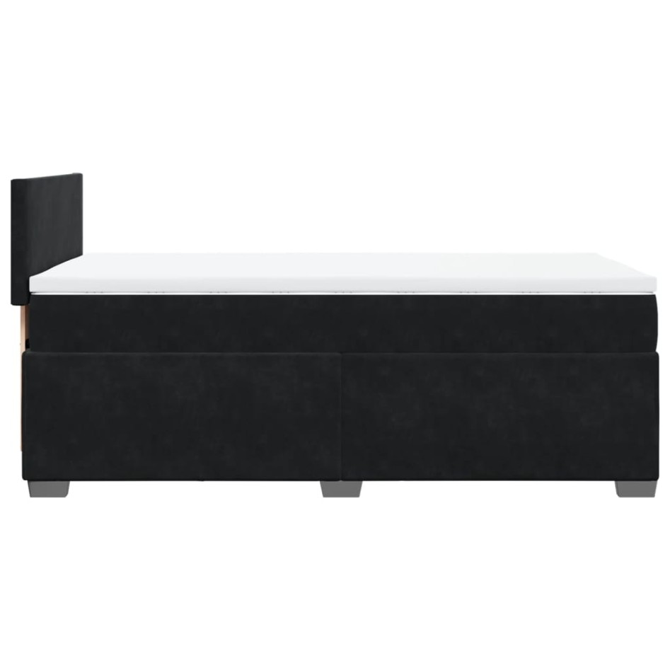 Cama box spring con colchón terciopelo negro 90x200