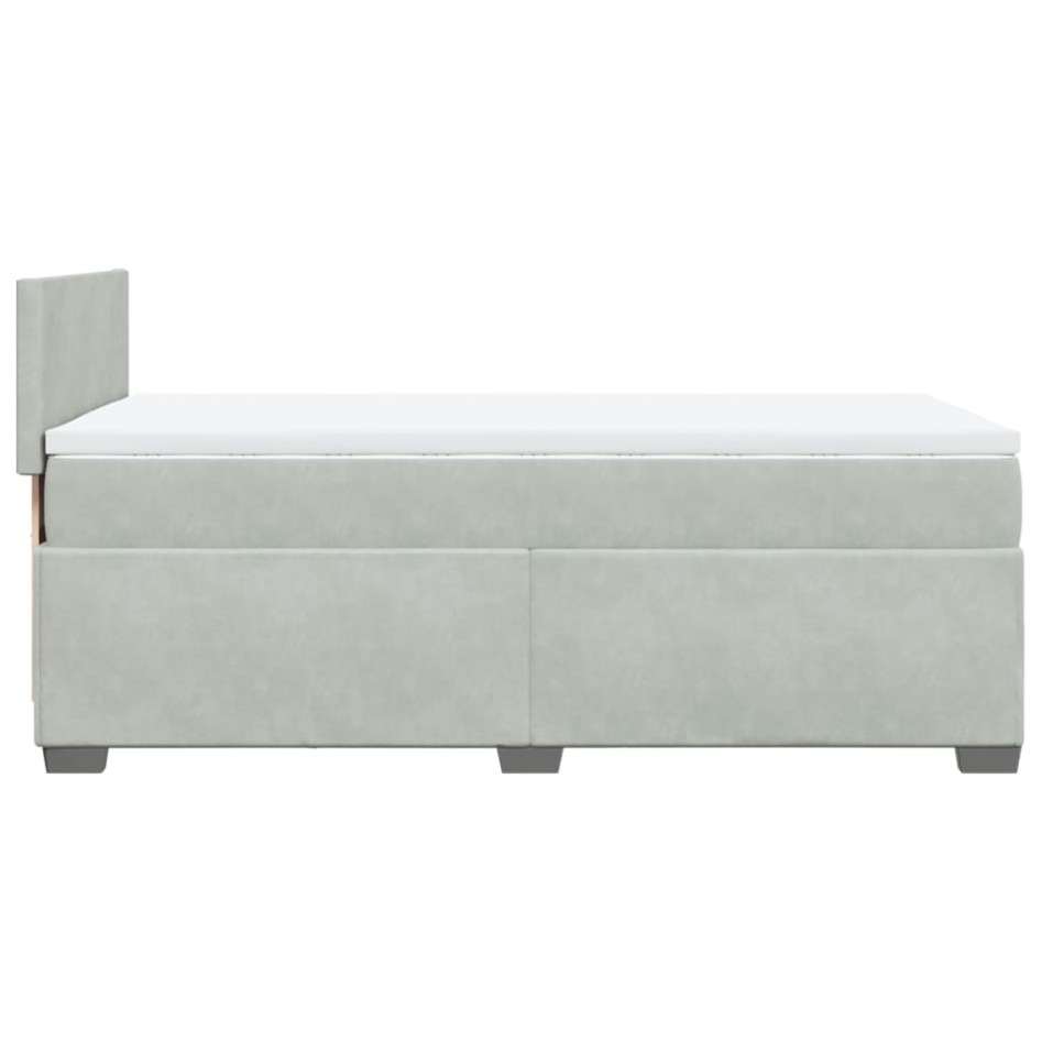 Cama box spring con colchón terciopelo gris claro 90x190