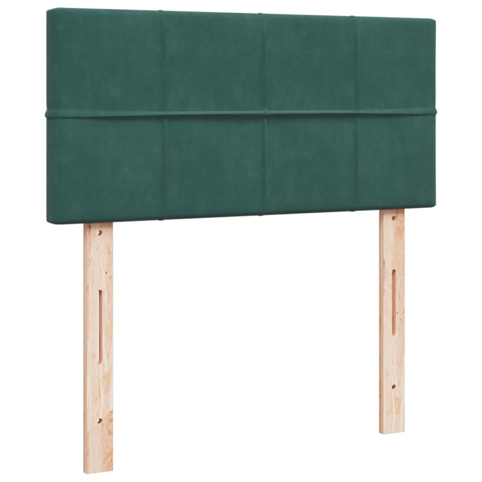 Cama box spring con colchón terciopelo verde oscuro 90x200