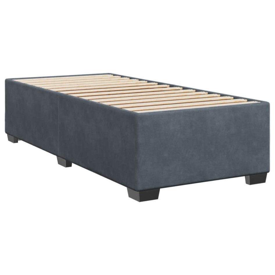 Cama box spring con colchón terciopelo gris oscuro 80x200