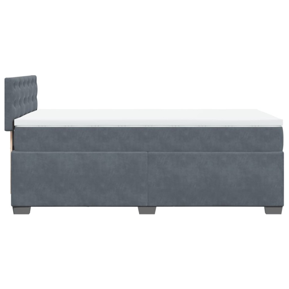 Cama box spring con colchón terciopelo gris oscuro 80x200