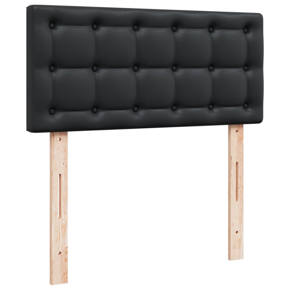 Cama box spring con colchón cuero sintético negro 90x190
