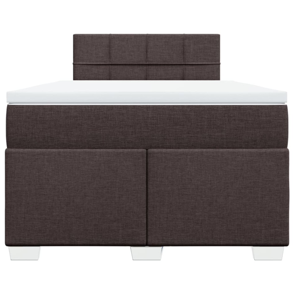Cama box spring con colchón tela marrón oscuro 120x200