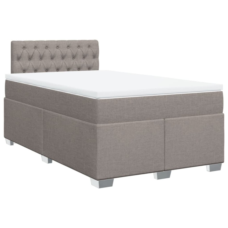 Cama box spring con colchón tela gris taupe 120x200