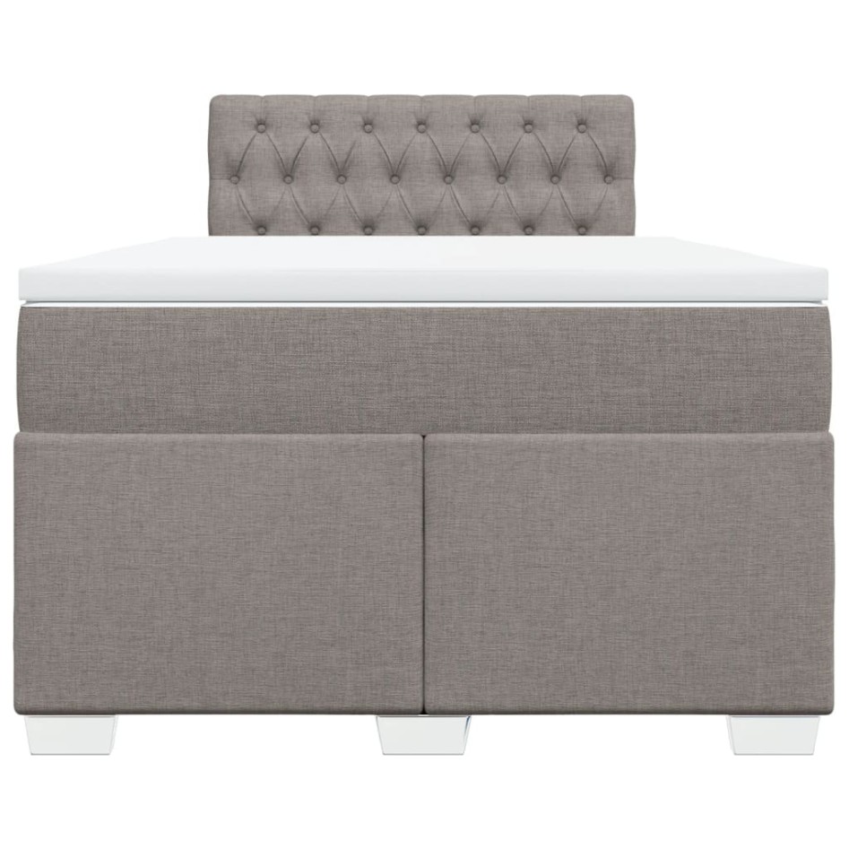 Cama box spring con colchón tela gris taupe 120x200