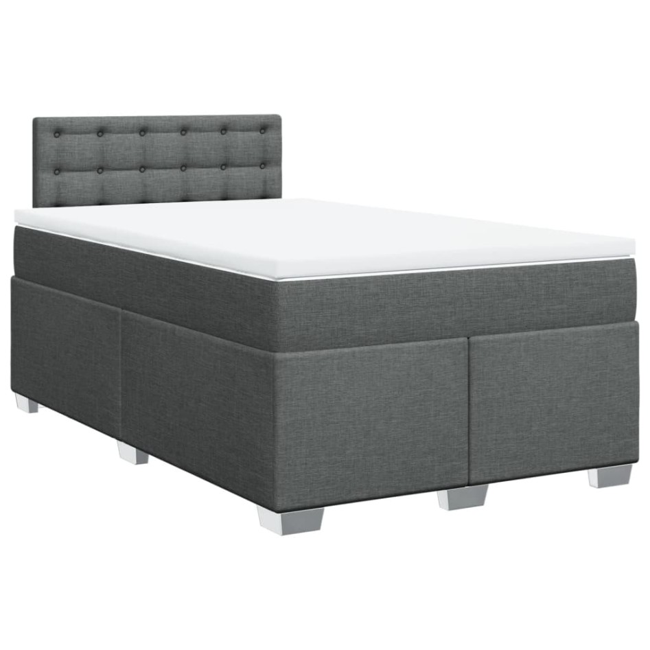 Cama box spring con colchón tela gris oscuro 120x200