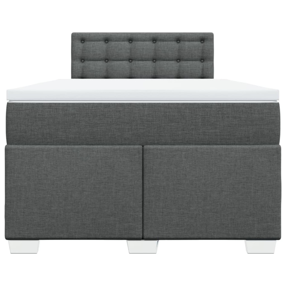 Cama box spring con colchón tela gris oscuro 120x200