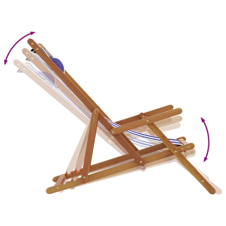 Sillas de playa plegables 2 uds tela madera maciza azul