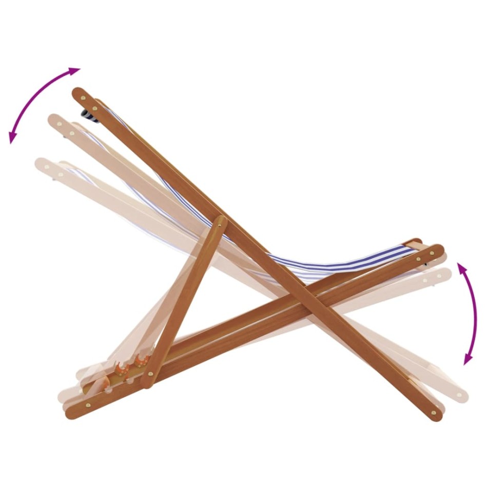 Sillas de playa plegables 2 uds tela madera maciza azul