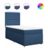 Cama box spring con colchón tela azul 80x200