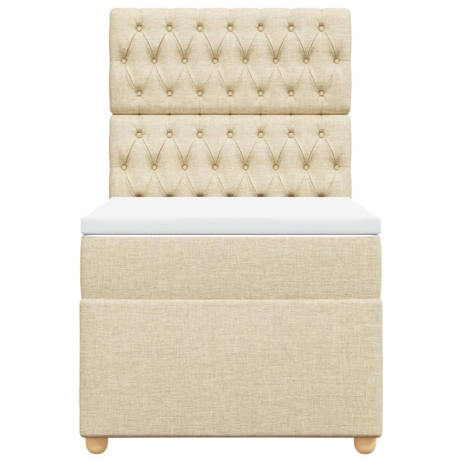 Cama box spring con colchón tela color crema 80x200