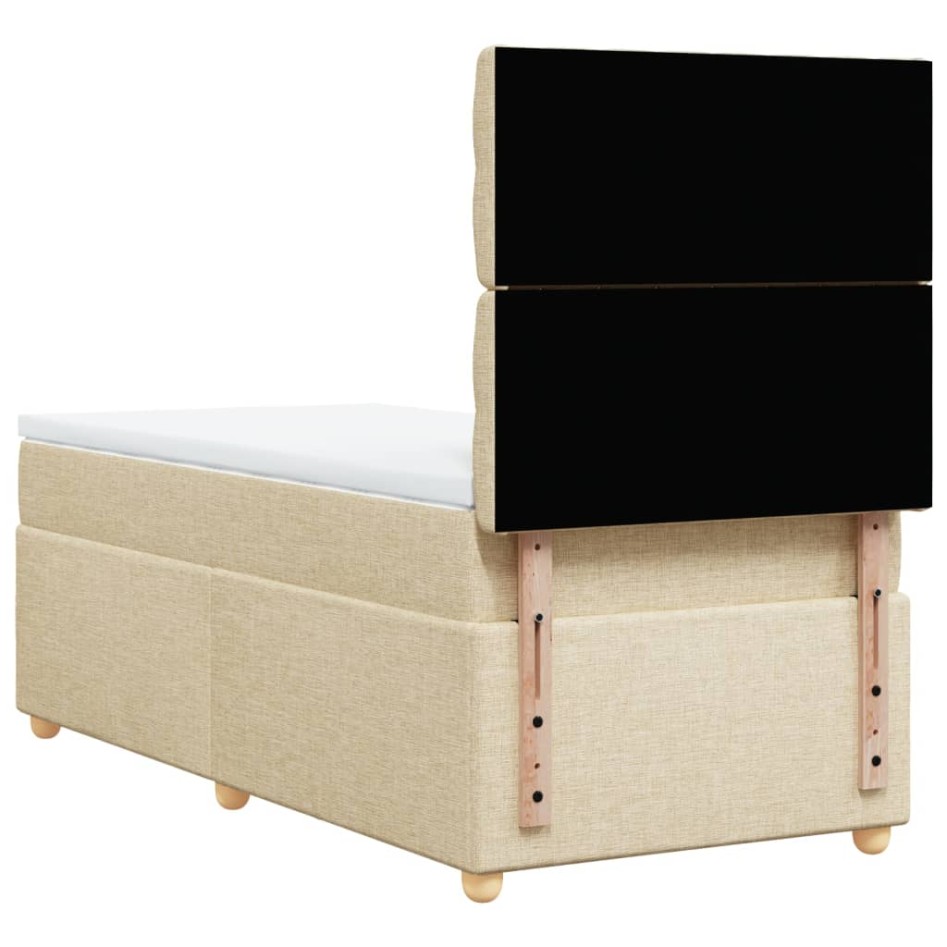 Cama box spring con colchón tela color crema 80x200