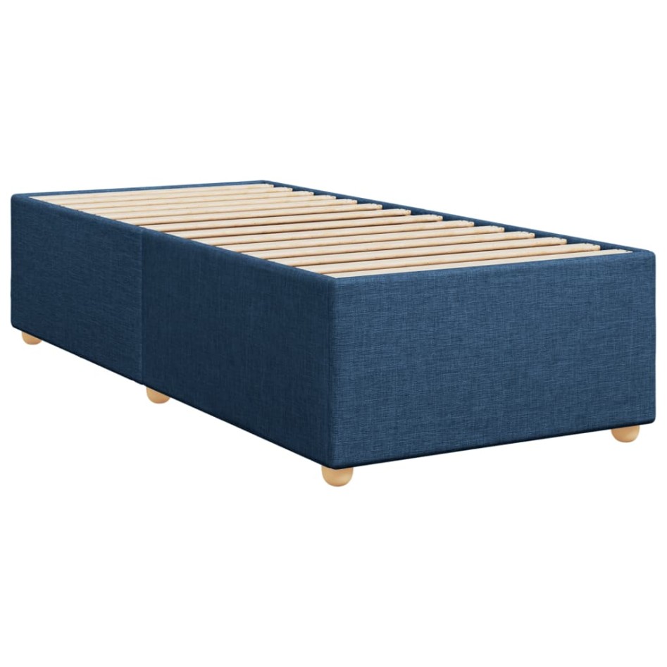 Cama box spring con colchón tela azul 80x200