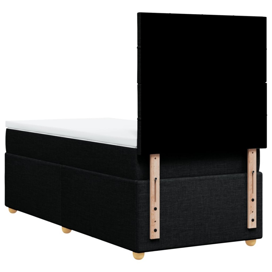 Cama box spring con colchón tela negro 90x200