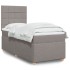 Cama box spring con colchón tela gris taupe 90x200