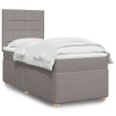 Cama box spring con colchón tela gris taupe 90x200 cm